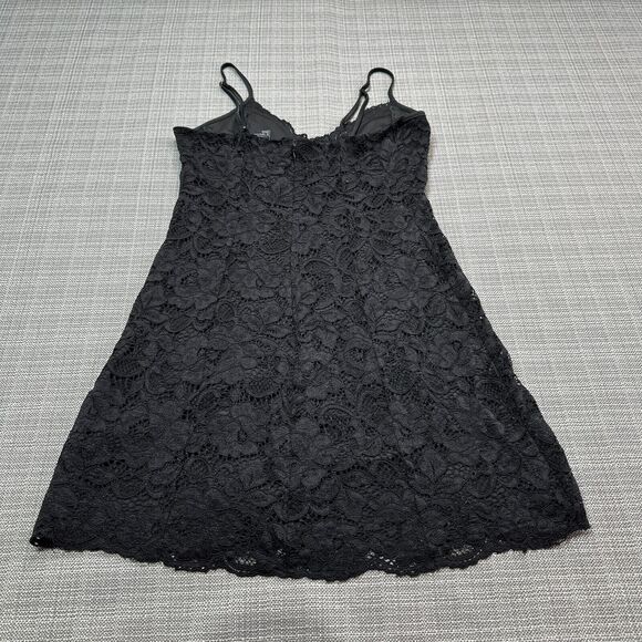 Black Lace Corset Bust Mini Dress Medium‎ Coquette Y2K Lingerie Style Slip - Picture 7 of 12